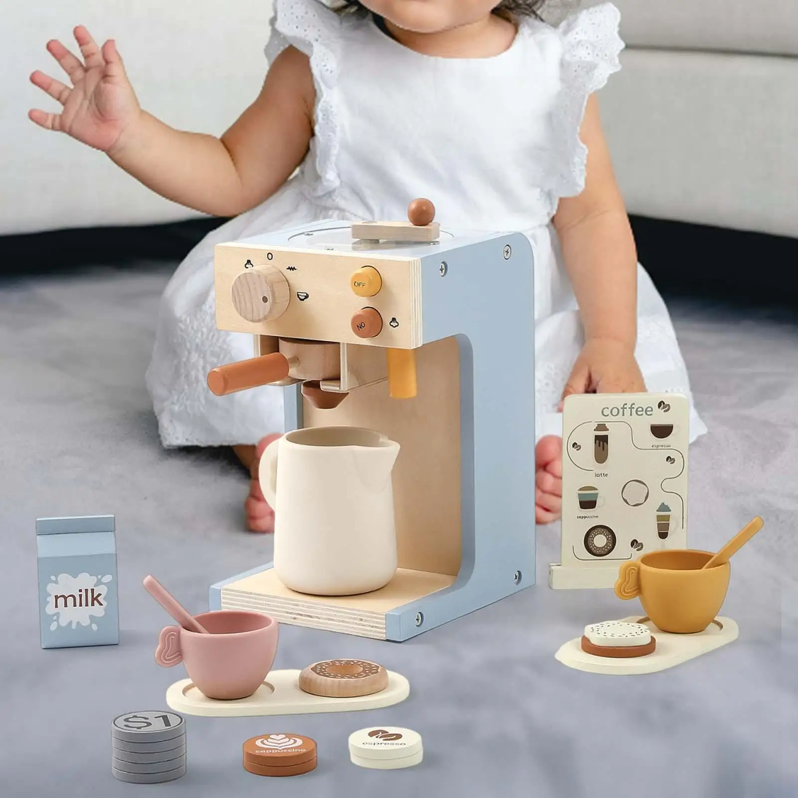 Coffee Maker Toy Play Kitchen Accessories for Girls Boys Kids Holiday Gifts