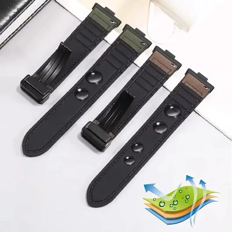 Pulseira de couro + silicone para huawei watch fit 4 pro fit 3, pulseira esportiva com fivela magnética para huawei watch fit 4, pulseira correa