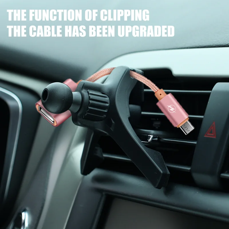 Car Air Vent Holder Clip Y-shaped Mobile Phone Stand Base with Hook Round Base Adjustable Car Air Vent Data Cable Holder Stand