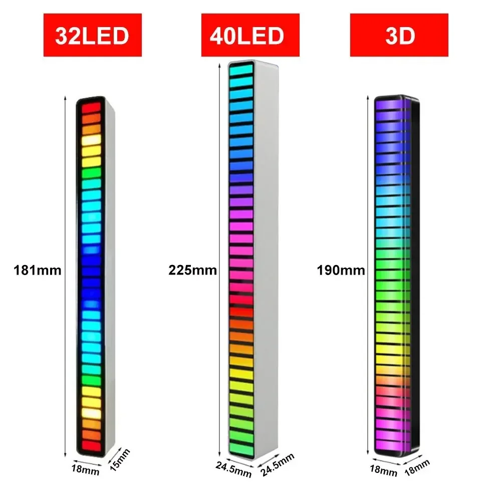 Luces LED de Control de sonido RGB, luces de captación 3D, Control inteligente por aplicación, ritmo musical, luz de ambiente para juegos, decoración de escritorio, lámpara LED