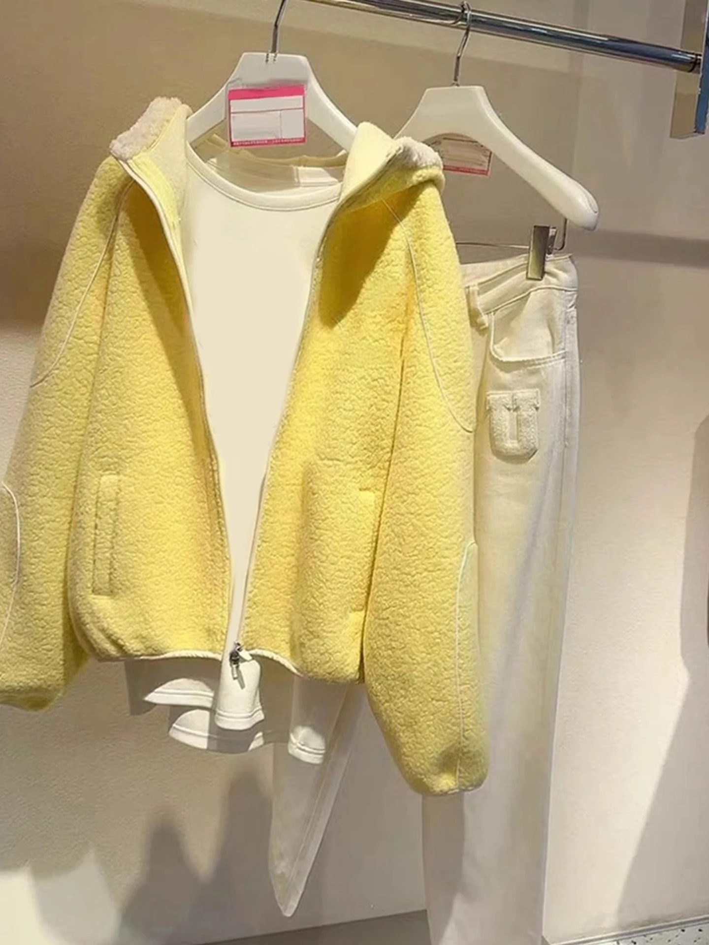 

Hooded Zipper Knitwear Faion Outerwear Loose Casual Open Cardigan Long Sve Simple Sle for Autumn Season