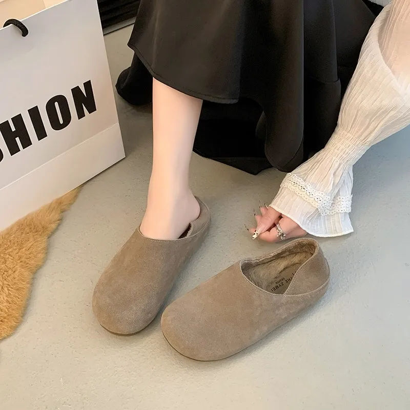 2024 Winter New Women Casual Shoes for Girls Fashion Korean Style Soft Bottom Anti-slippery Versatile Chic Plush Leather Shoe