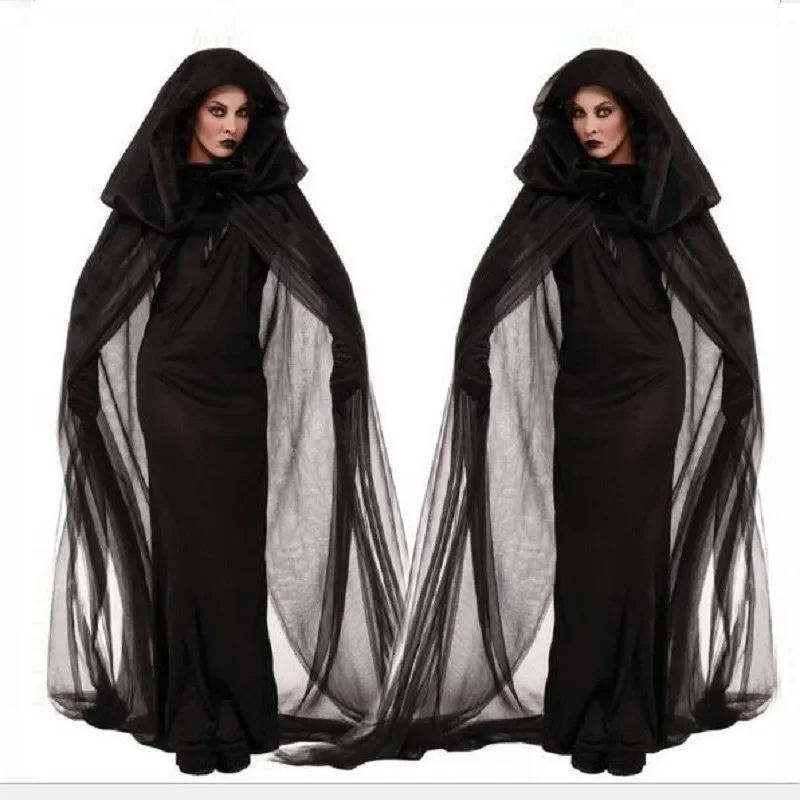 Halloween Aduct Cosplay Ghost Bride Dresses With Black Tippet And Glove Vampire Costume