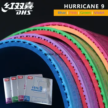 Original DHS Hurricane 9, buntes Tischtennis-Gummi, Original Ping-Pong-Gummi, klebriger, elastischer Hartschwamm