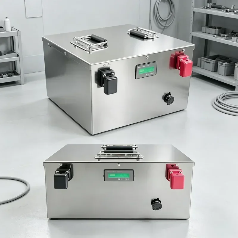 48V 100Ah‑1000Ah LiFePO4 Rechargeable Battery Unit, Integrated Smart BMS, 4‑9KW Stable Power Output, Stainless‑Steel Housing for
