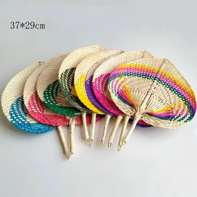 Random Handmade Peach Shaped Bamboo Woven Cooling Fan Straw Hand-woven Fan Summer Bamboo Artificial Cooling Fan Woven Fan