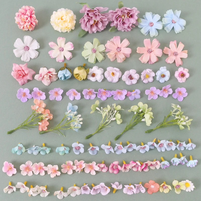 20/50 Uds Mini flores artificiales de seda (mezcla aleatoria)-decoración para el hogar/boda, accesorios para manualidades y regalos DIY para novia