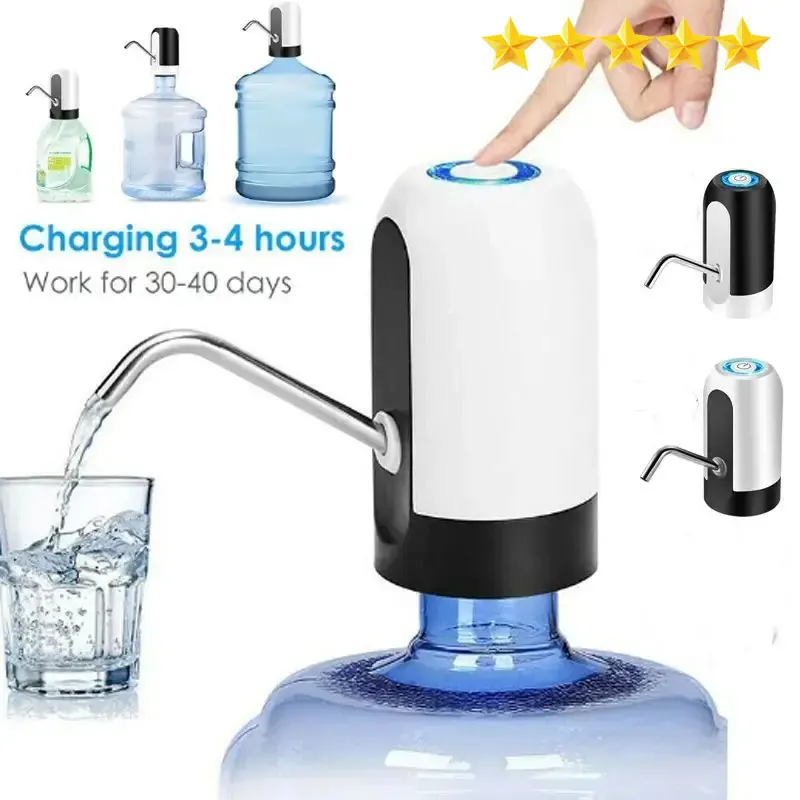 【Hot sales】Usb Charge Portable Water Dispenser Electric Pump For 5 Gallon Bottle With Extension Hose Barreled Tools