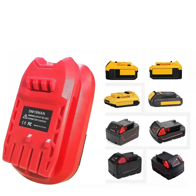 ตัวแปลงแบตเตอรี่สำหรับช่างฝีมือไร้สาย20V อะแดปเตอร์ DM18MAN สำหรับ DeWalt 20V/MIL-18V ตัวแปลงแบตเตอรี่ Li-ON