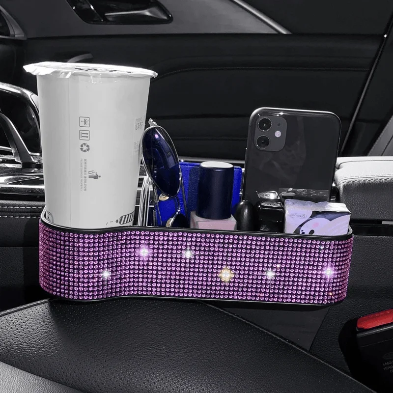 1pc Deluxe Rhinestone Cup Holder  Sparkling Car Seat Gap Organizer   Convenient Storage Solution for Vehicles