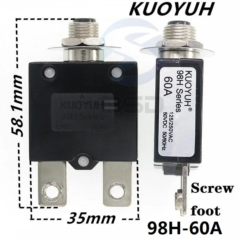Circuit Breakers KUOYUH 98H Series 60A Overcurrent Protector Overload Switch