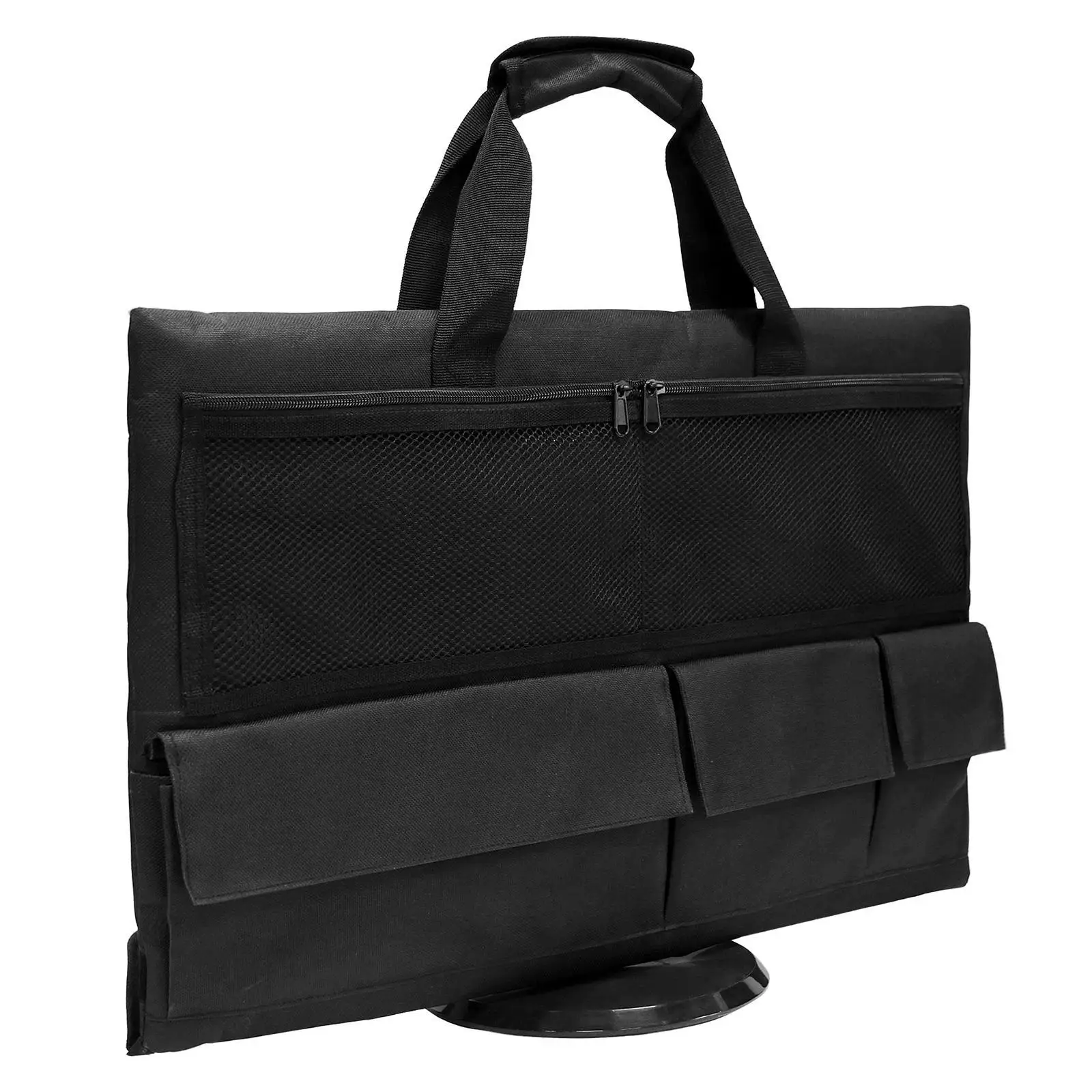 Monitor Carrying Case Multiple Pockets Anti Scratch Oxford Cloth Full Protection Carrier Protective Case for Desktop Computer