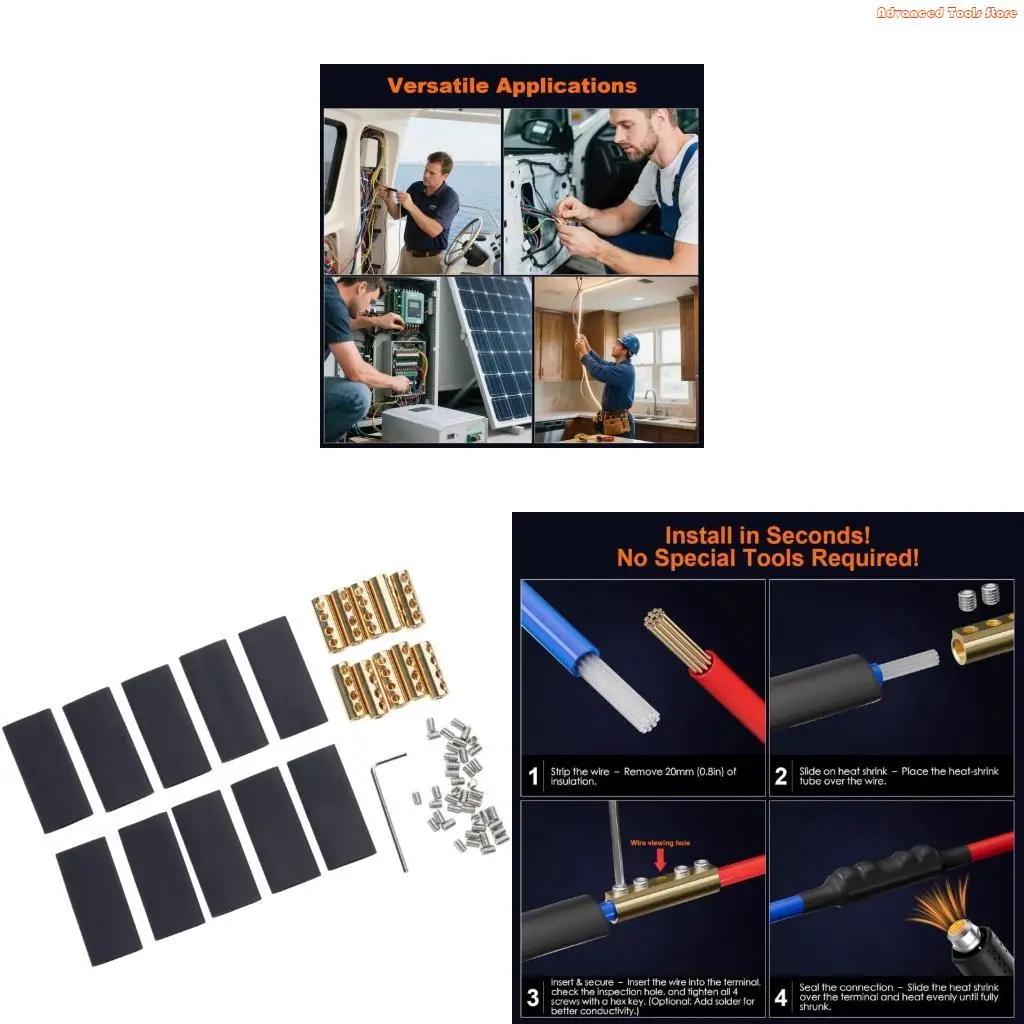 Heavy Duty Splices Connectors with Four Screws and Welding Holes Brasses Materials W91B