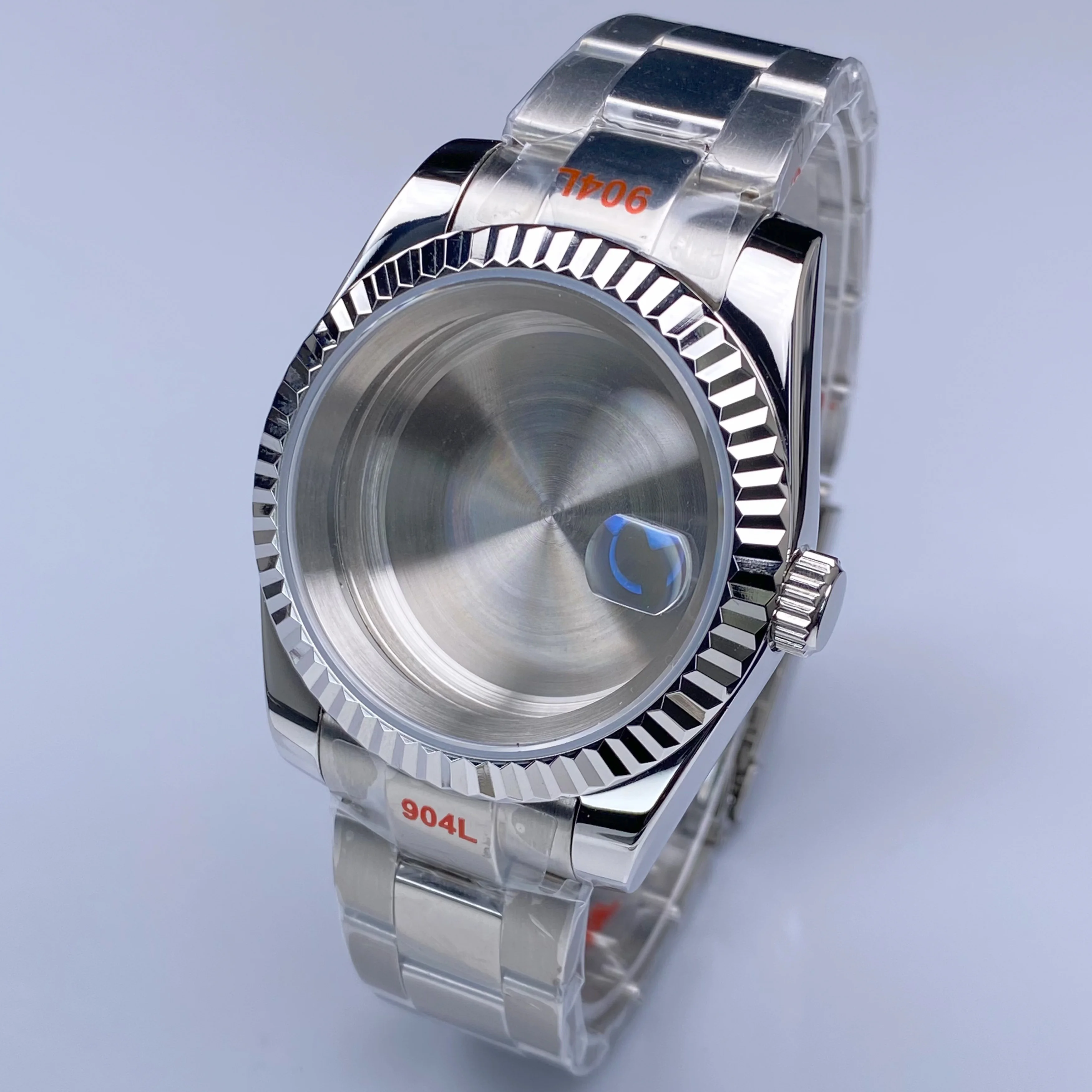 NH35 Watch case 36mm/39mm Sliver Stainless Steel Waterproof Sapphire Glass Fit NH35/36 movement 28.5mm Date Dial Accessories
