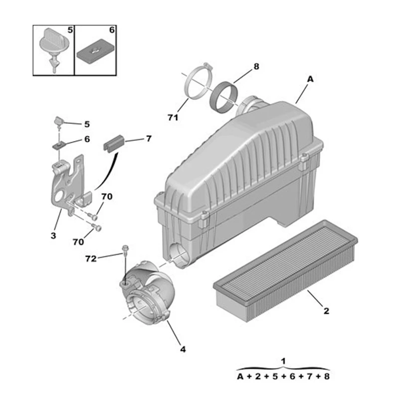 Car Air Filter Assembly With Filter Elements 9810175680 For Peugeot 301 2008 Citroen Elysee C3-XR 1.6L 2014-2017