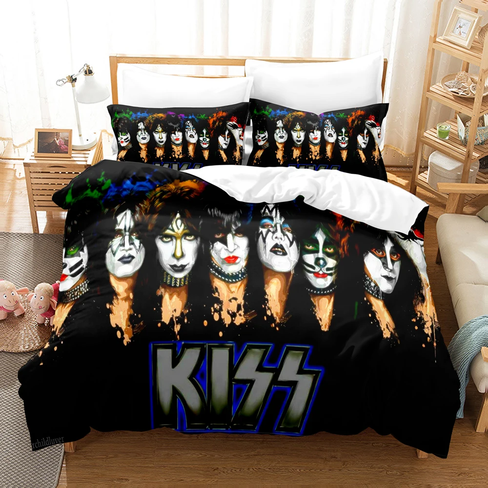 Kiss Rock Band Music 3D Duvet Cover Bedding Set Polyester Pillowcases Quilt Cover Fashion Home Decor Gift Twin King Queen