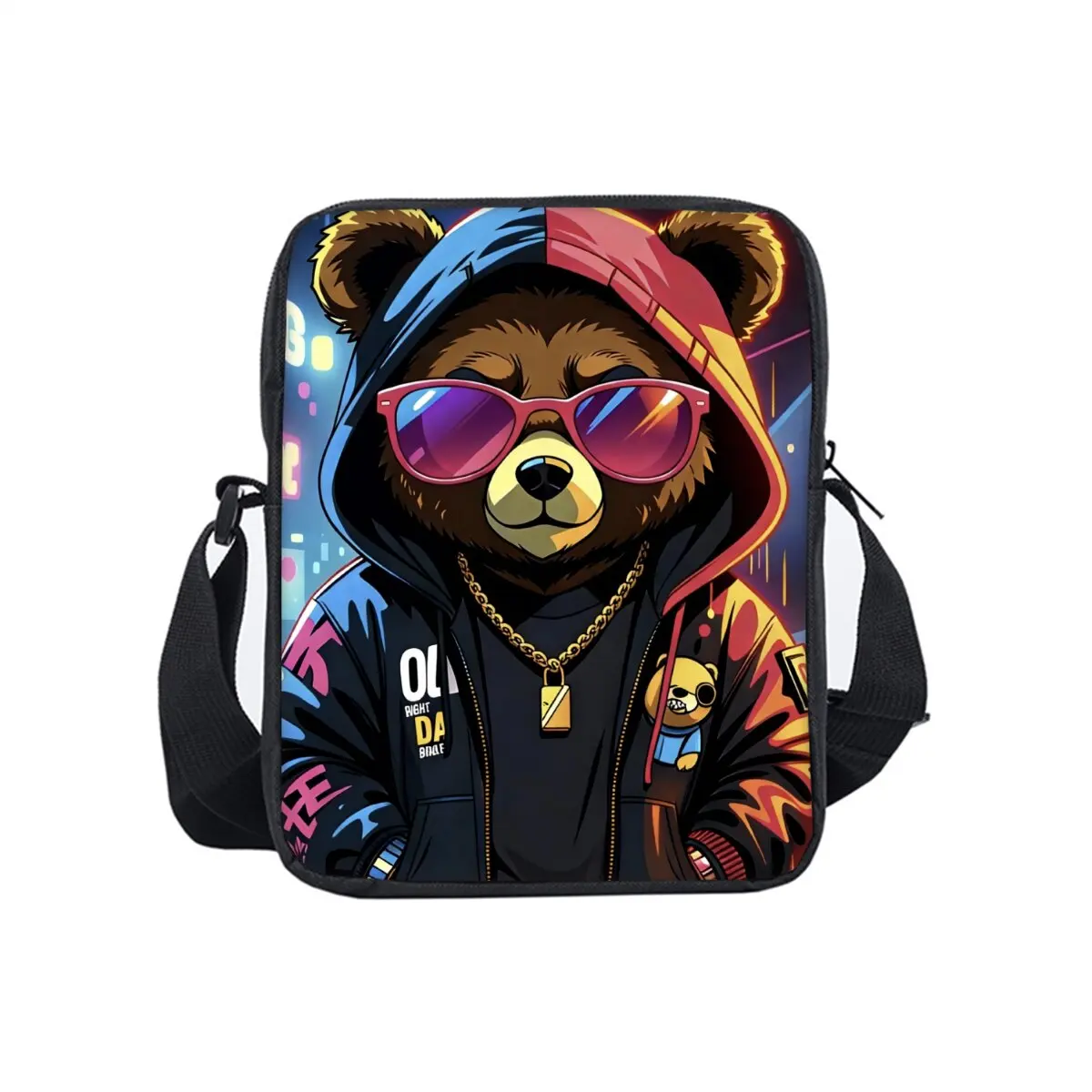 

Bear Printe Single Sided Messenger Bag for Boy/Girls Children Best Gifts 2D Flat Cartoon Casual Crossbody Bag