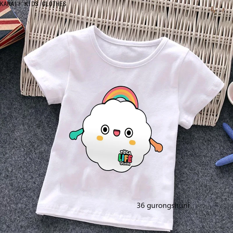 Kawaii Toca Life World T-shir Boys Girls Children\'s Clothing Short-sleeve Funny Toca Boca Cartoon Animation Game Tops