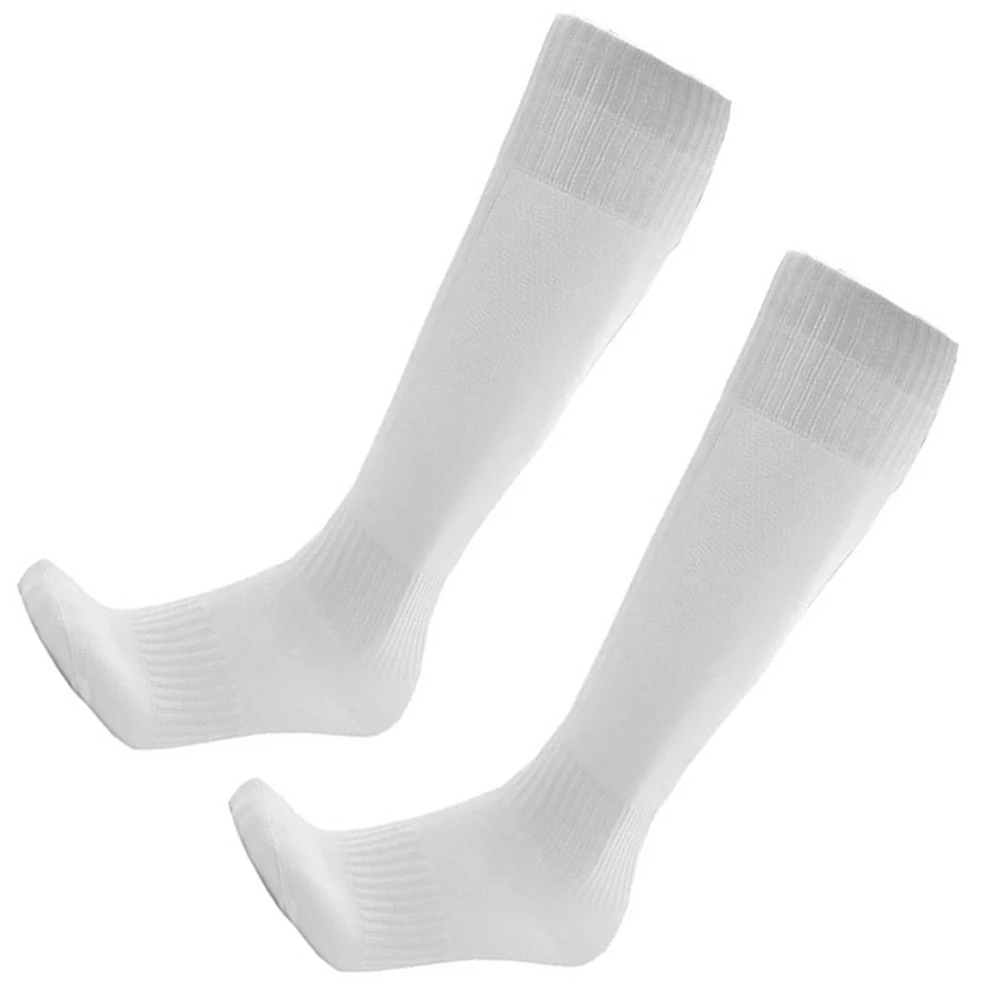 

Pair of Unisex Football Soccer Long Socks White Mens Over Knee Breathable Comfortable Sports Socks for Running Cycling