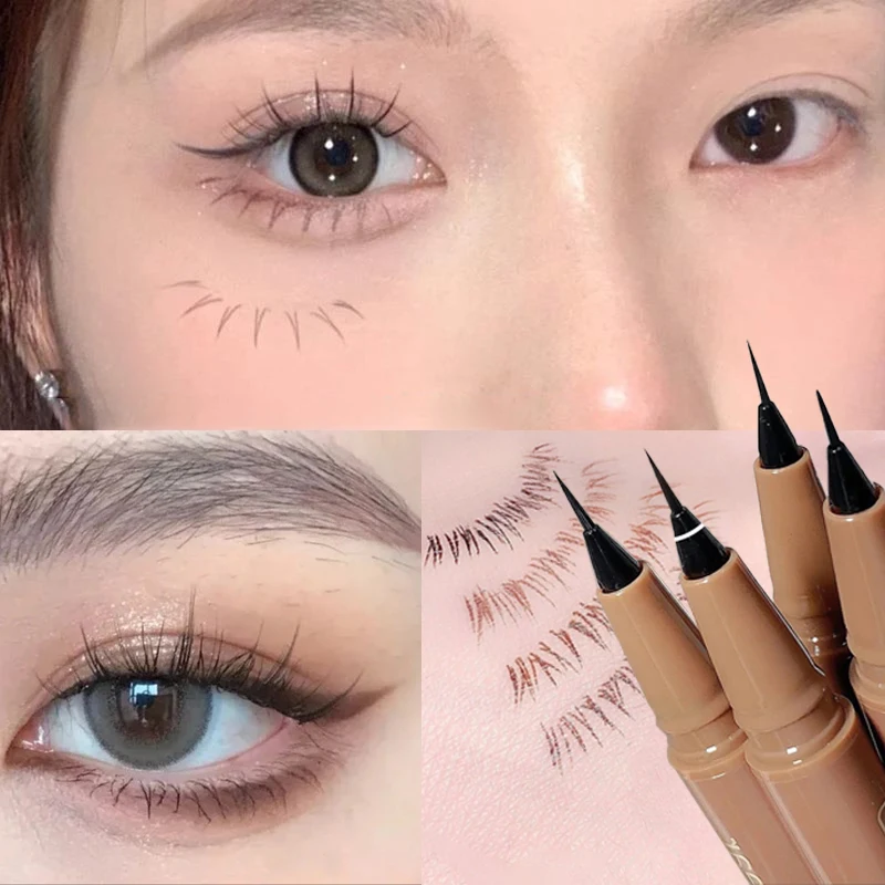 Waterproof Ultra-fine Liquid Eyeliner Quick-drying Long-lasting Matte Black Brown Smooth Natural Silkworm Eyeliner Pen Cosmetics