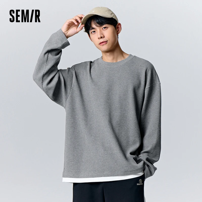 Semir Long-Sleeved T-Shirt Men 2023 Winter New Fashion Texture Oversize Simple Pullover Long-Sleeved T-Shirt