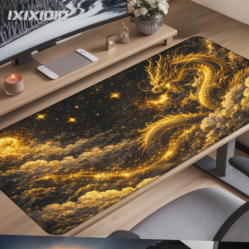 Black And Gold Cloud Dragon Mouse Pad Gamer XL Home Large Computer Mousepad XXL keyboard pad Desk Mats Carpet Mice Pad
