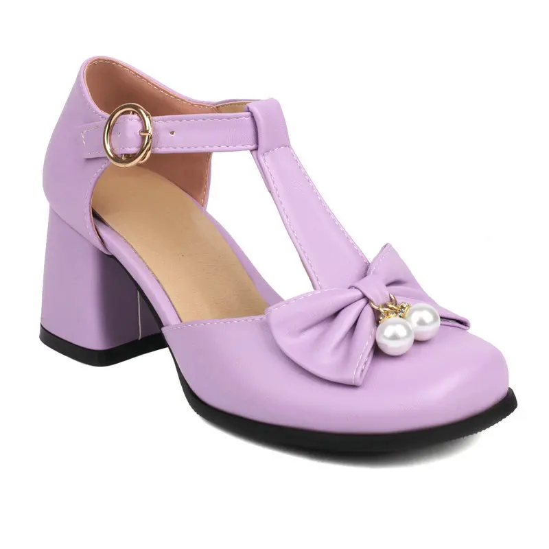 Rozmiar 32-43 dzieci dziewczynki buty na wysokim obcasie dzieci sandały księżniczki Mary Jane damskie kokardki z grubym obcasem Lolita imprezowe buty
