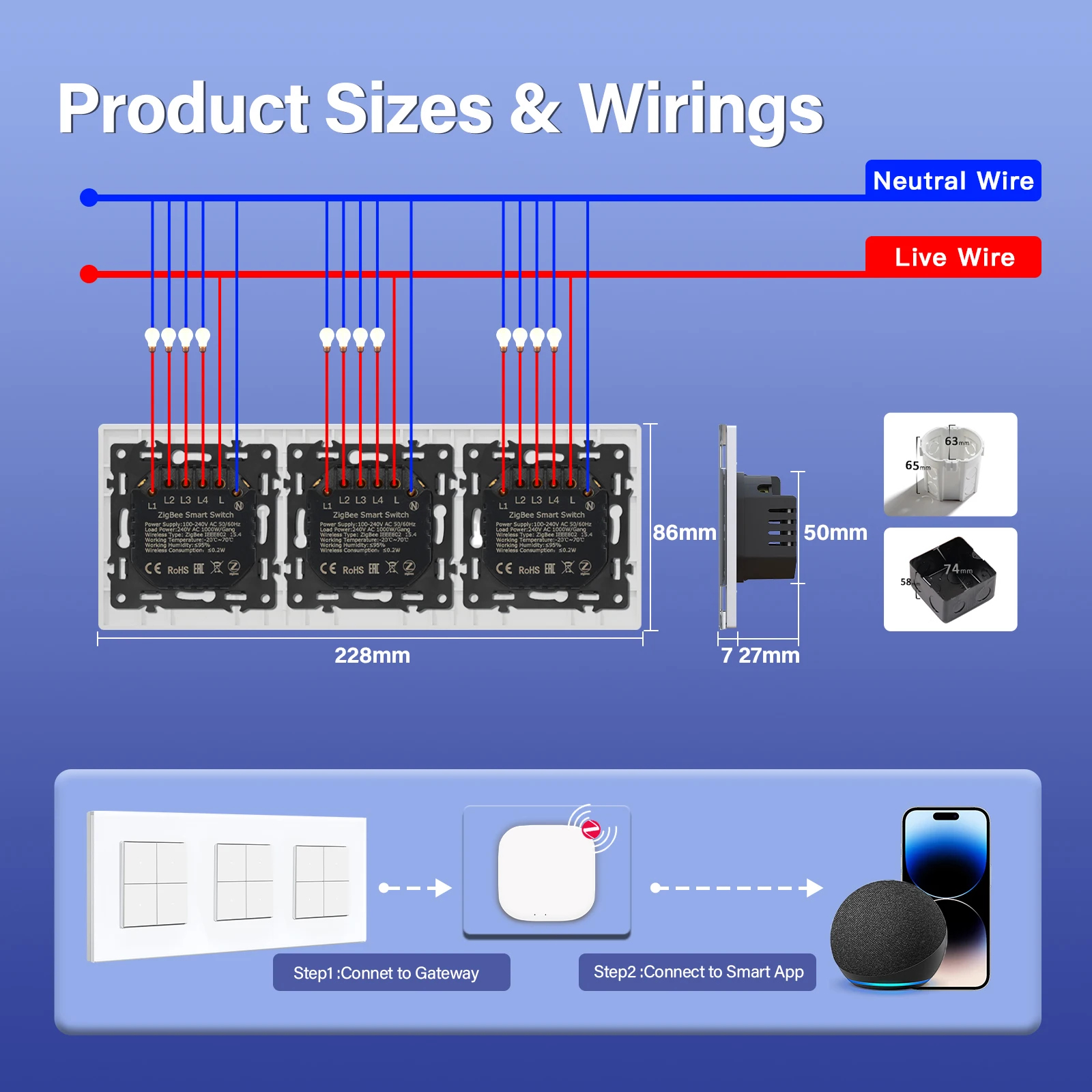 BSEED 1/2/3/4Gang potrójny Zigbee inteligentny przełącznik przyciskowy szklany Panel Tuya inteligentne życie Google Alexa Control z przewodem neutralnym