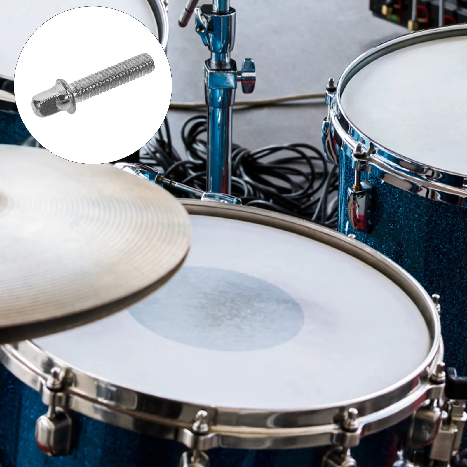 

2pcs Drum Lug Screws Tension Rods Mounting Accessories for Snare Bass Drum Set Silver Hardware Lightweight Durable