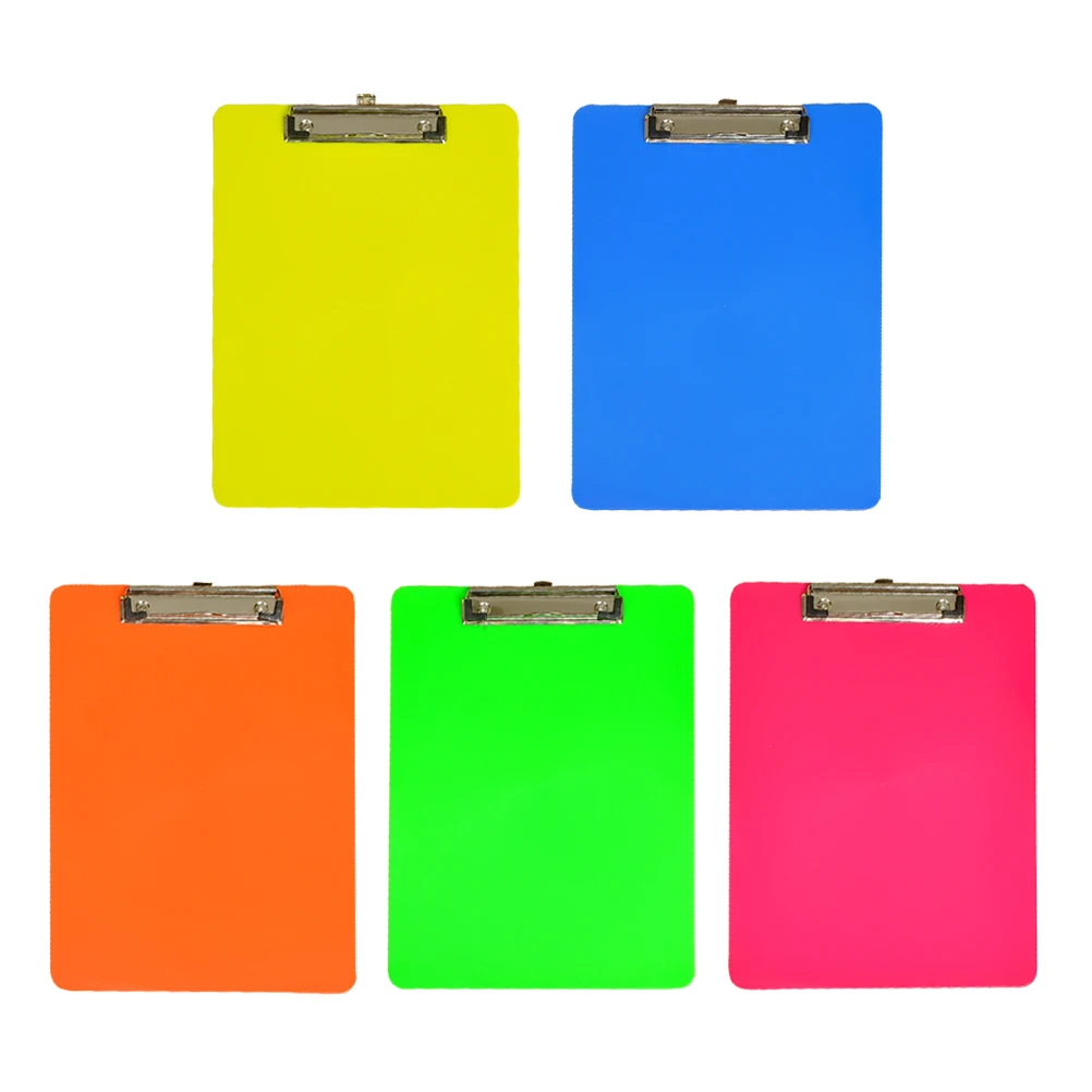 

5pcs A4 Colorful Plastic Writing Board Paper Holder Clipboard Lightweight Steel Clip Documents Splint