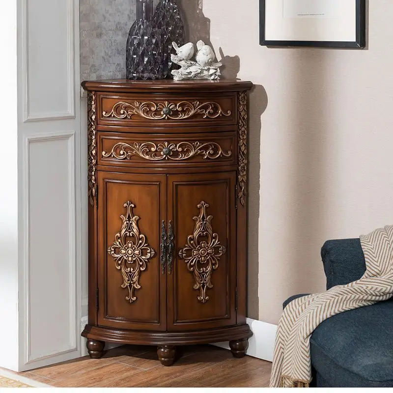 American Triangle Cabinet Corner Cabinet Corner European Solid Wood Retro Corner Storage