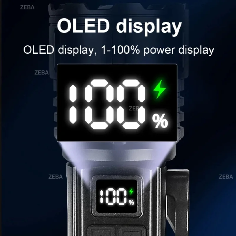 

80000000LM Most Powerful LED Flashlight Rechargeable Type-c Flashlight Long Range 5000M Tactical Torch Light For Fishing Hunting