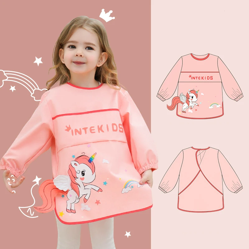 Children Cartoon Unicorn Apron Boys Girls Kitchen Cooking Baking Painting Cooking Art Bib Fashion Apron Baby Pinafore