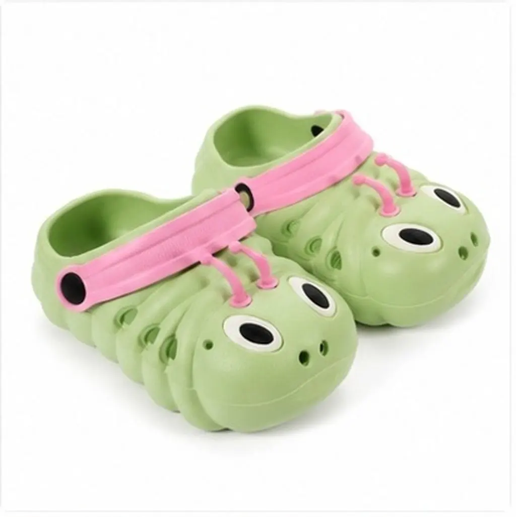 1Pair Beach Sandals Creative Summer Non-Slip Caterpillar Shoes for Boys Girls Green Size 24 Length 14.5cm Lightweight