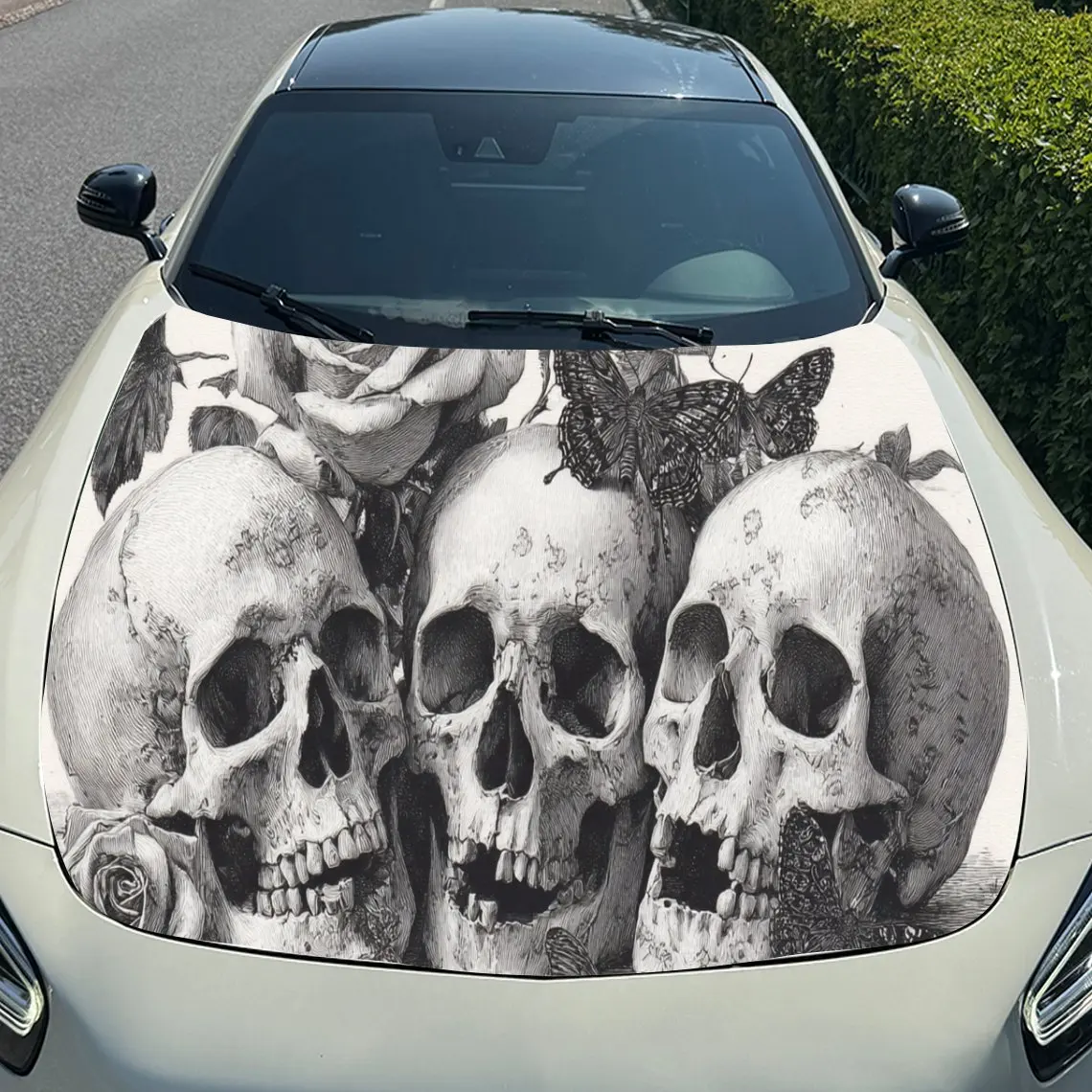 

Skull Butterfly Car Hood Sticker PVC Self Waterproof Stick, Striking Auto Exterior Accessories Decor Protect Gift for Car Lover