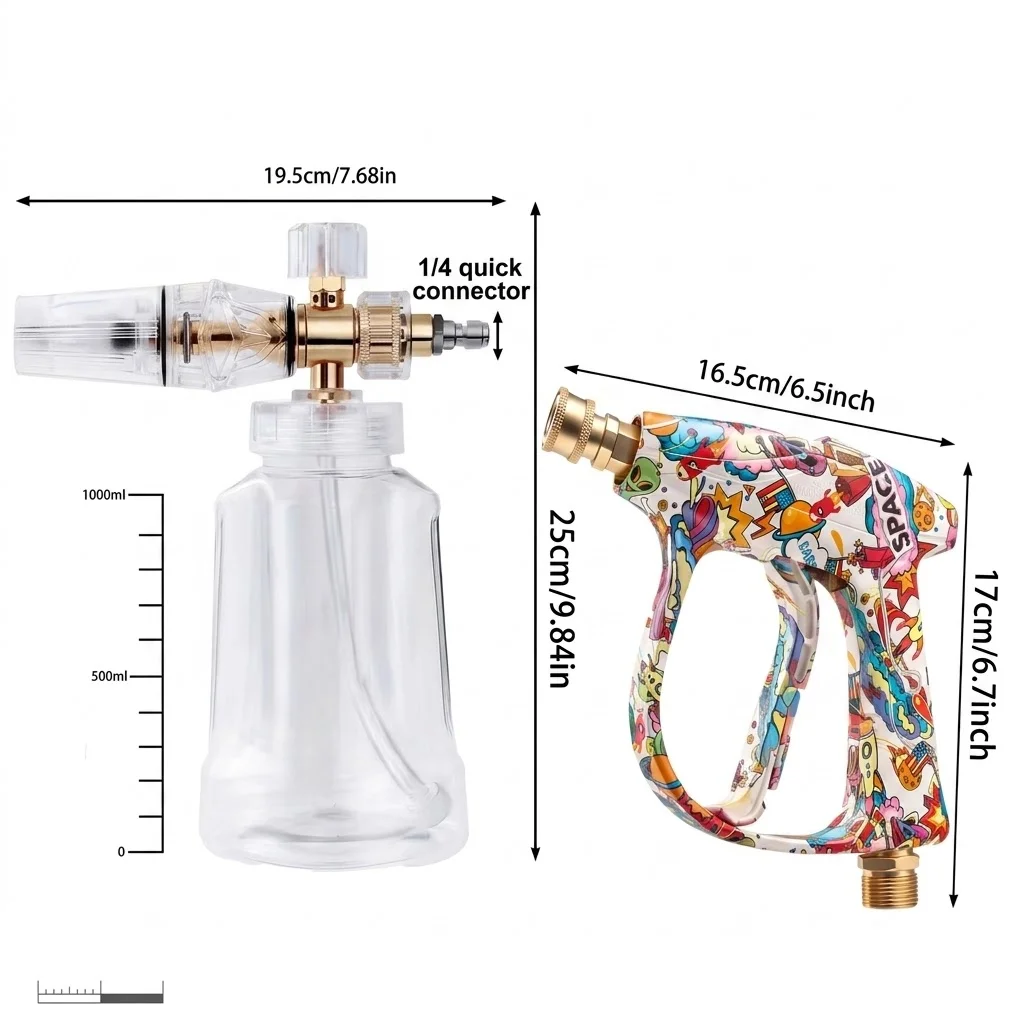 All-round Foam Washing Combo, Big Mouth Foam Cannon, Graffiti Gun and 5 Nozzles with Storage Base view 5