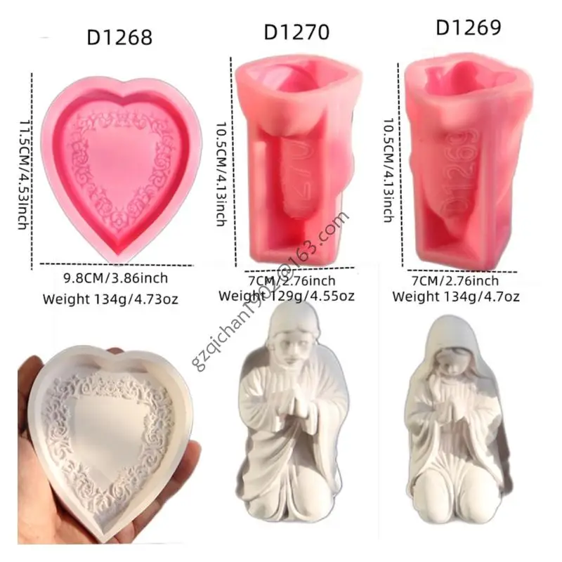 X7AB علبة القلب قالب من السيليكون طبق الورد قالب من السيليكون لصنع راتنجات الايبوكسي حامل المسبحة علبة مجوهرات منظم الغرور