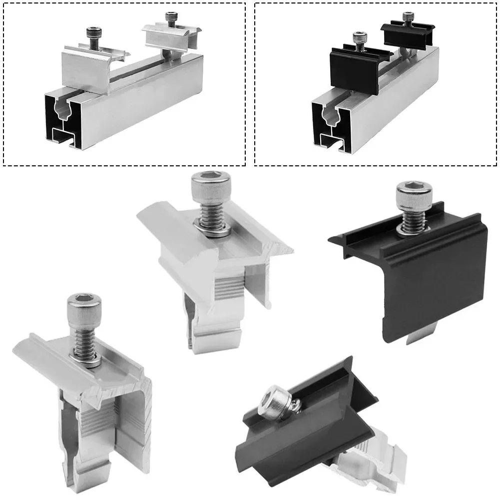 1pc Solar Panel Modules End Medium Clamp For 30-50mm Solar Panels Photovoltaic Mounting Fixing Solar Panel Accessories