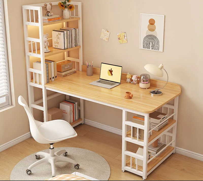 Home Use Computer Desk with Bookshelf in One for Notebooks And Office Work Youth And Children's Writing Desk with Storage Rack
