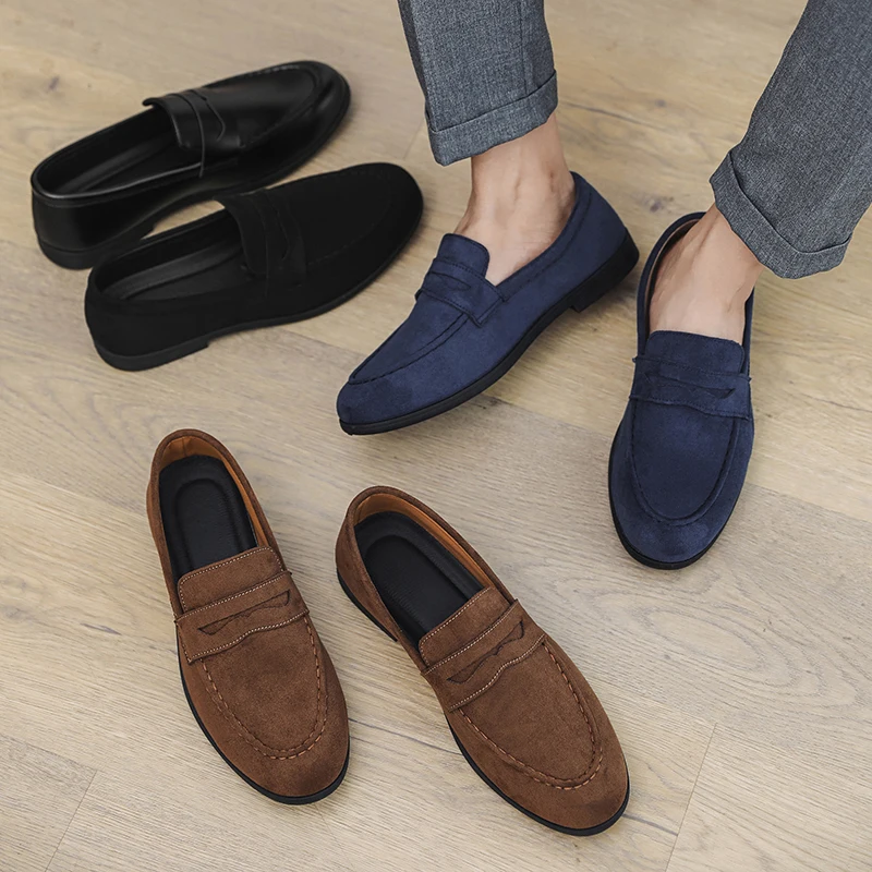 Mocasines de alta calidad para hombre, zapatos informales ligeros y cómodos, zapatos de vestir de cuero, zapatos planos de negocios a la moda, mocasines