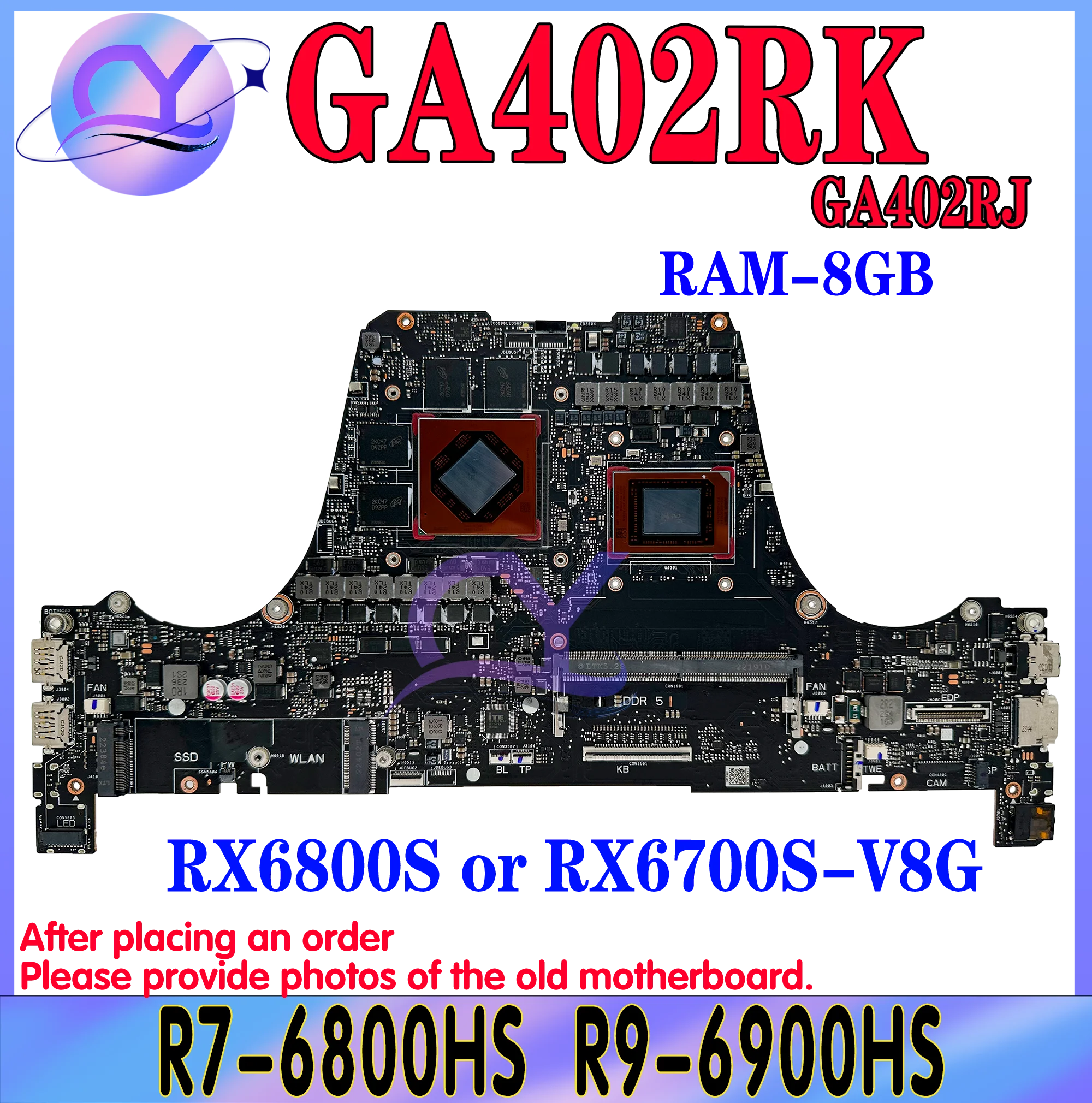 

KEFU GA402R Mainboard For ASUS ROG Zephyrus G14 (2022) GA402 GA402RK GA402RJ Laptop Motherboard R7-6800H R9-6900H RAM-8GB