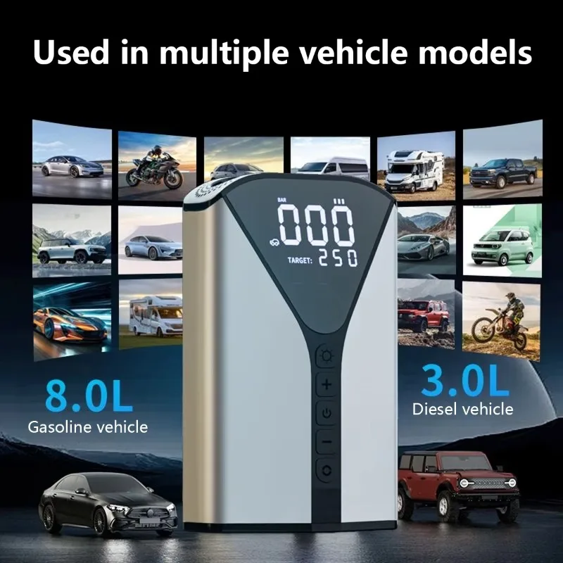 PCMOS luchtcompressor met auto Jump Starter Auto Starter Emergency Jump Booster Starter Bandenpomp Luchtpomp