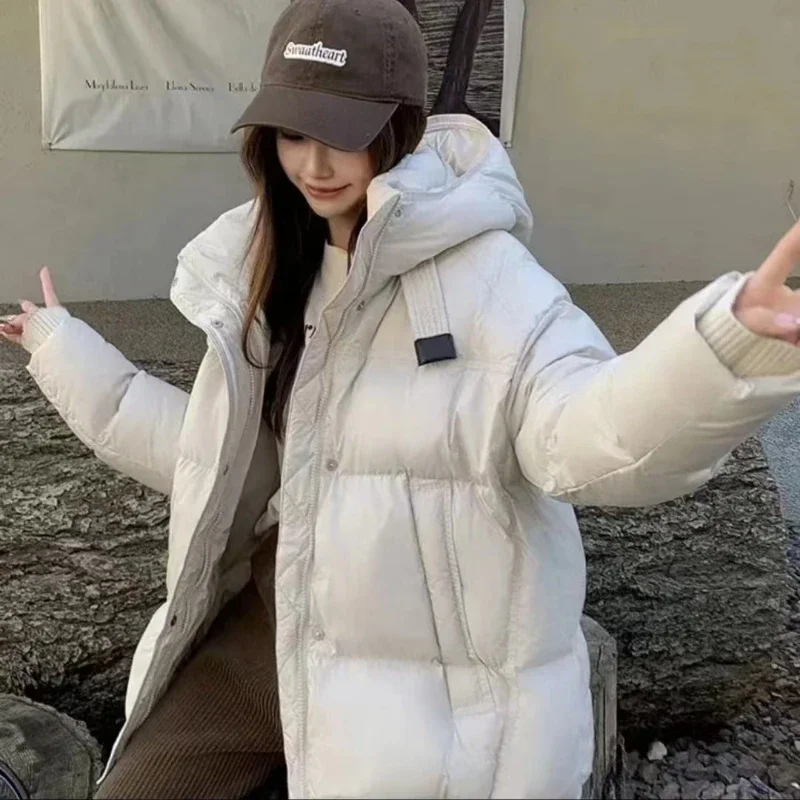 2024 Winter New Ladies Down Jacket Short Thickened White Duck Down Warm Hooded Puffer Jacket Fashion Casual Loose Warm Coat