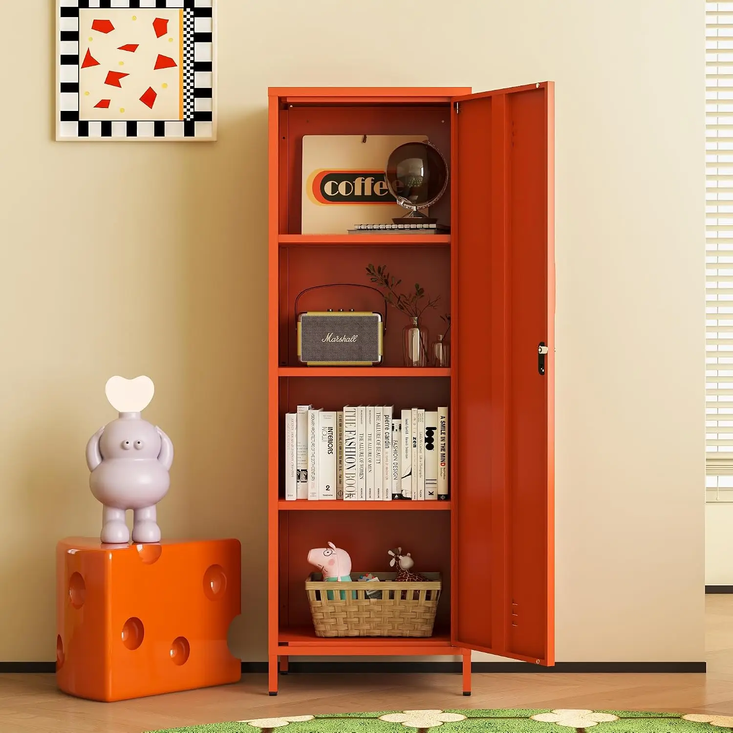 Orange Metal Storage Cabinet 59