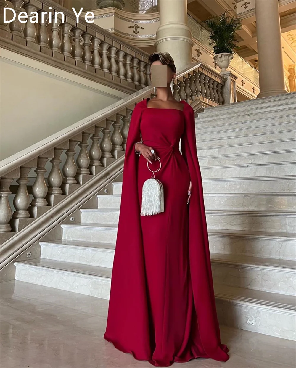 Customized Prom Gown Dearin Square Collar Column Floor Length Skirts Vertically Bespoke Occasion Dresses Evening Saudi Arabia Fo