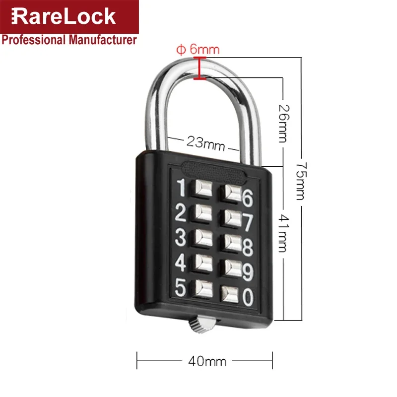 Anti-theft Button Combination Padlock Digit Push Password Lock for GYM Locker Drawer Cabinet Door DIY Hardware Rarelock ZS74 G