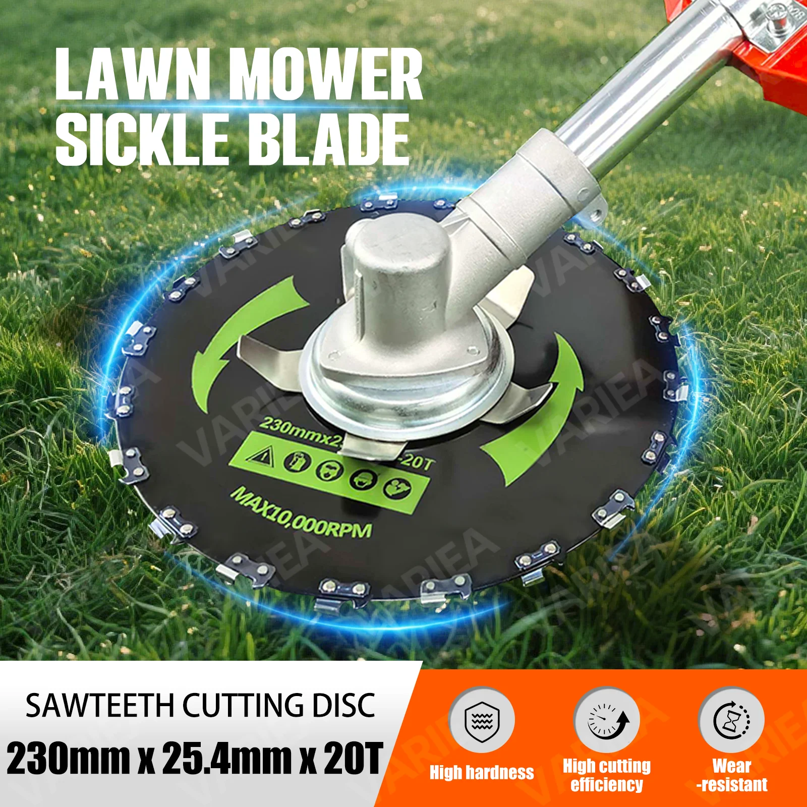 VARIEA-9-inch 20T high-quality metal lawn mower trimming blade, durable lawn mower blade with strong stability, cutting hard wee
