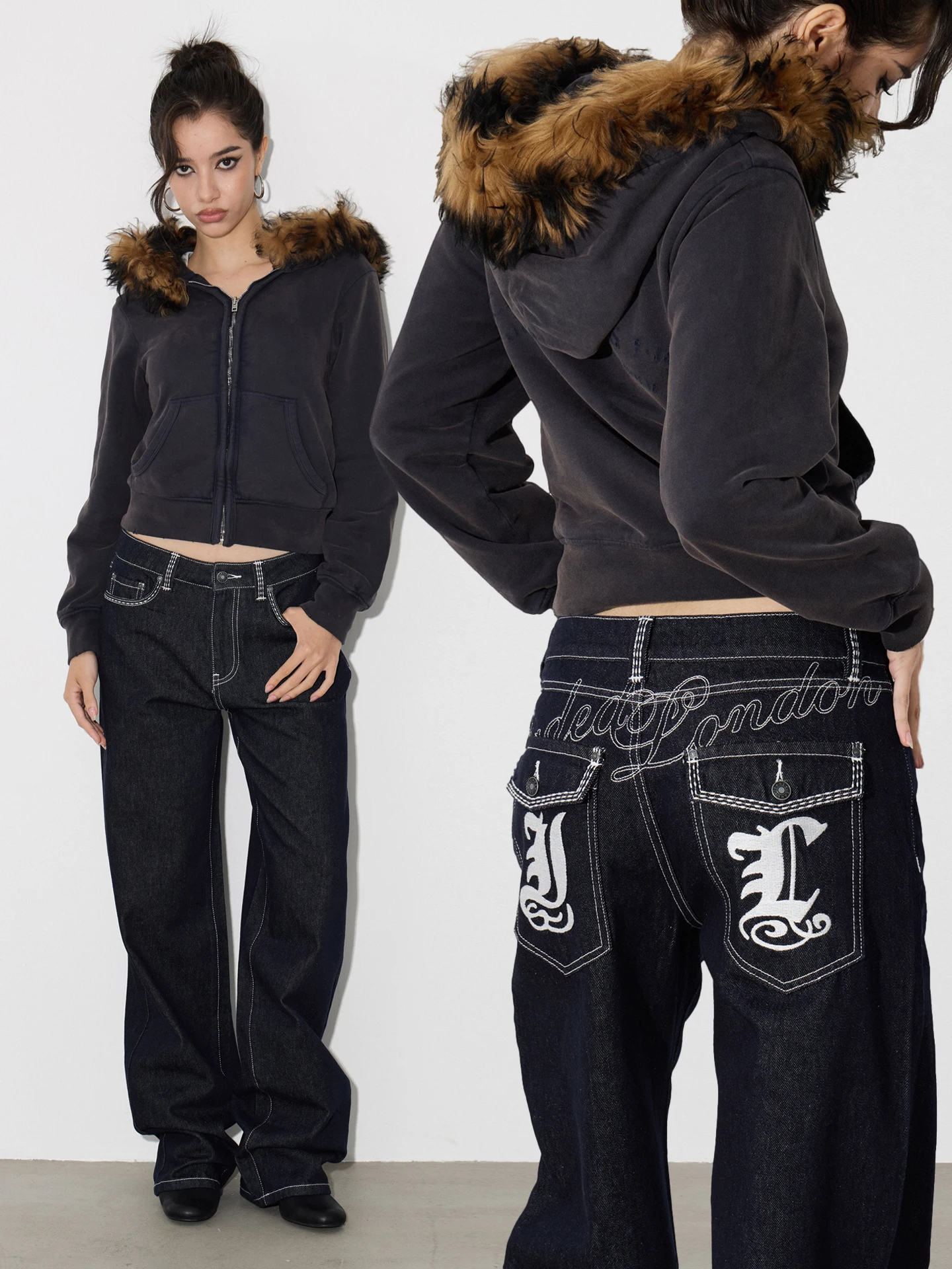 

Jad Original Color Straight-Leg Y2K Jeans Straight-Leg Y2K Style Pants Trendy Street Style High-End Street Jeans Mid-Low Waist Vintage Loose Pants