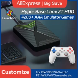 Launchbox-Disque dur de jeu portable pour PS4, PS3, PS2, Wii, WiiU, GAMECUpunetc avec plus de 4200 jeux 3D et PC, console de jeu pour ordinateur portable, 2T