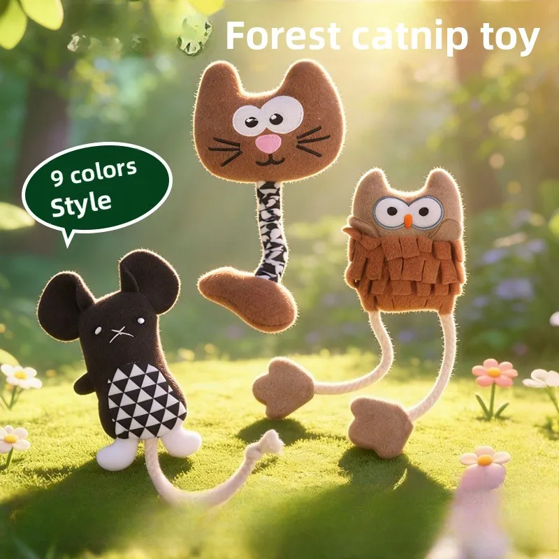 Интерактивные игрушки с кошачьей мятой для котят, жевательные плюшевые игрушки в форме животных для домашних кошек, игрушки для снятия скуки и развития охотничьего инстинкта